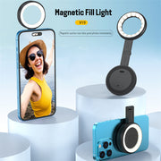 Magnetic LED Fill Light for Phone Selfie Light LED Video Light 2500K-9000K Dimmable Built-in Battery Replacement for iPhone Vlog