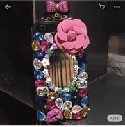 For iPhone 13 Pro Phone Cases Rhinestone 6 7 8 Plus Perfume Bottle Protective Cover Flower Lips Lanyard