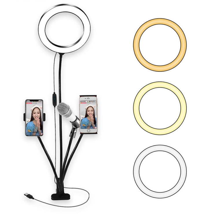 8inch LED Ring Light kit for Makeup Tutorial YouTube Video Live Stream For iPad Microphone Phone Holder Selfie Beauty Ring Light