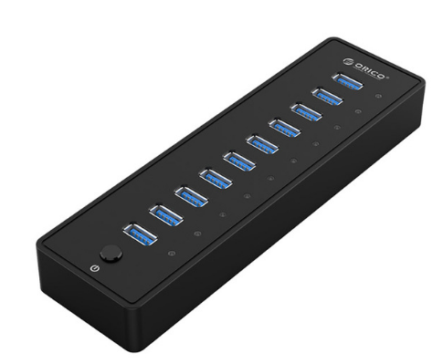 ORICO USB HUB3.0 External 10 Port USB Splitter with VL812 12V3A EU/UK Power Adapter