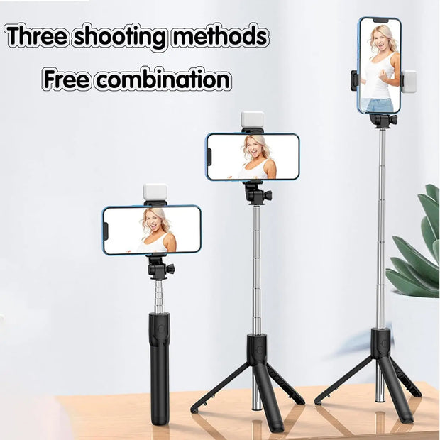 Selfie Stick with Fill Light Extendable Selfie Stick Tripod with Wireless Remote and Phone Holder Group Selfies For All  phones