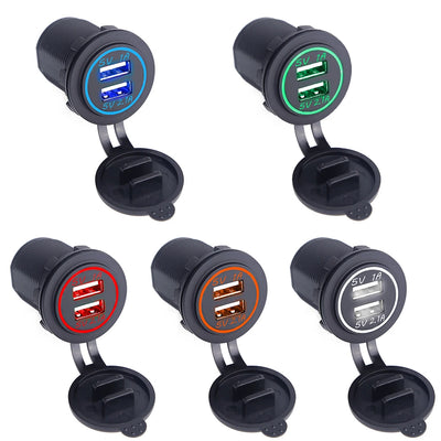 Car Charger USB Vehicle DC12V-24V Waterproof Dual USB Charger 2 Port Power Socket 5V 2.1A/1A car-charger